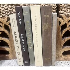 Lot of 5 Neutral Brown Hues Vintage Hardcover Books Shelf Staging Old Decor